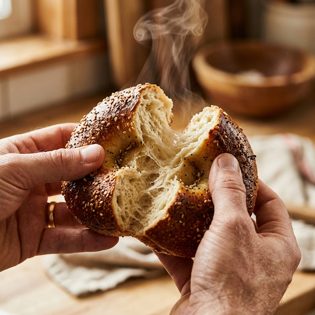 Fresh bagel close-up